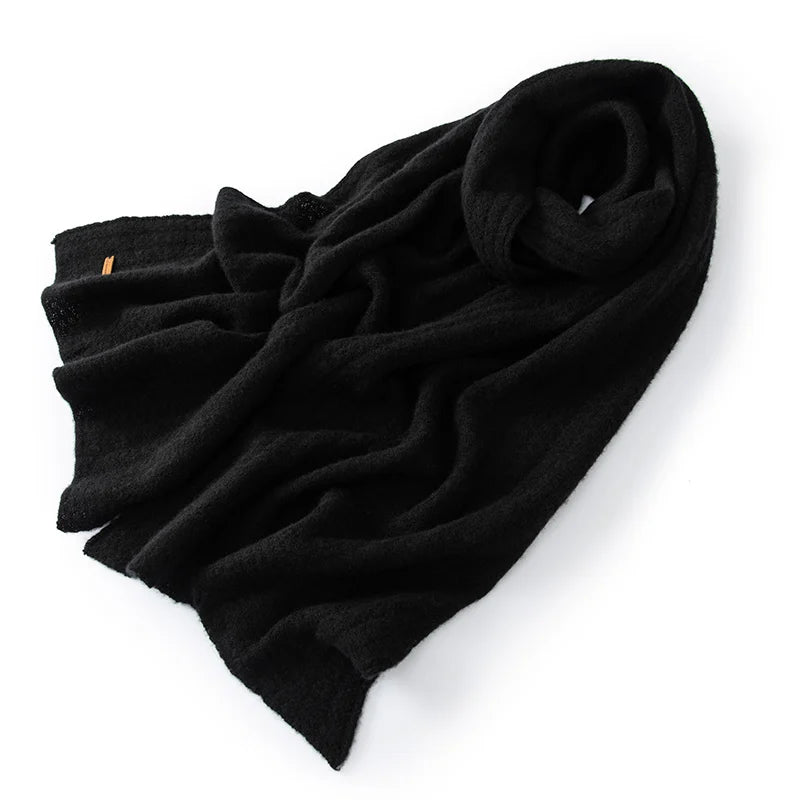 Écharpe en maille 100 % cachemire pur pour femme, motif texturé, chaude, douce et confortable, accessoire idéal pour l'hiver et les journées froides