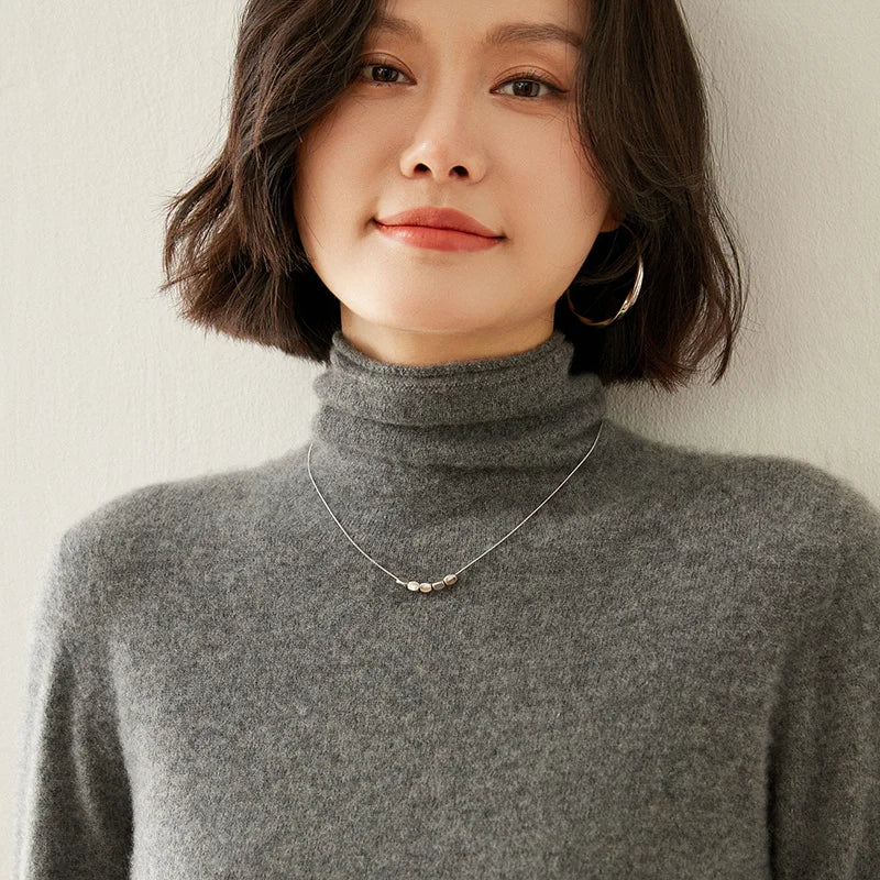 Pull femme 100 % cachemire pur, col roulé, manches longues, chaud et doux, collection automne-hiver 2025. Hauts et vêtements pour femmes