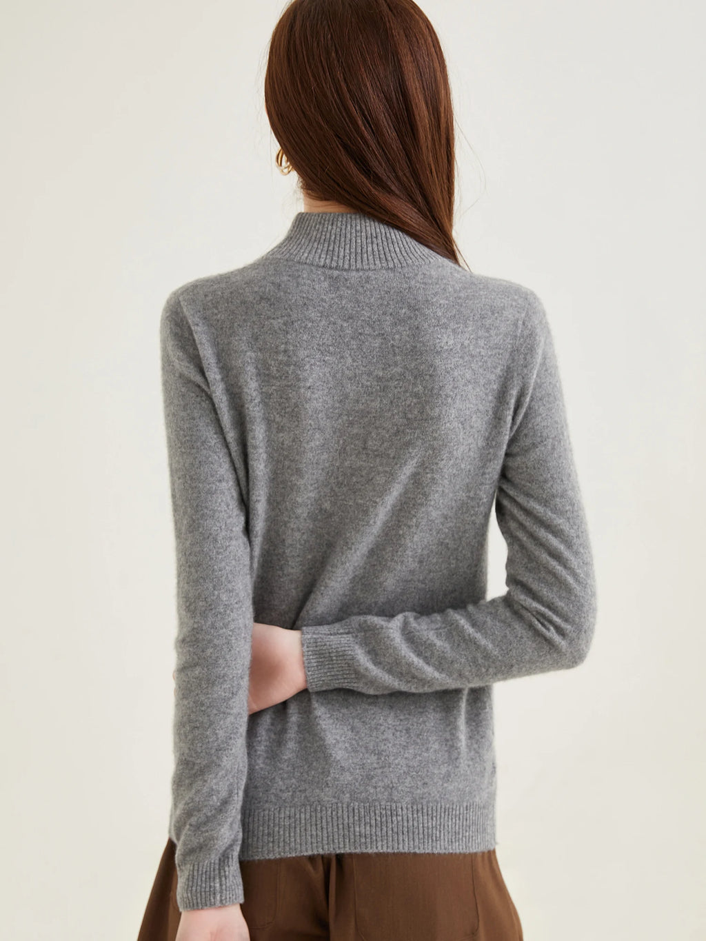 Pull col roulé 100 % cachemire pour femme, pull en maille cachemire et laine, haut tricoté, manches longues
