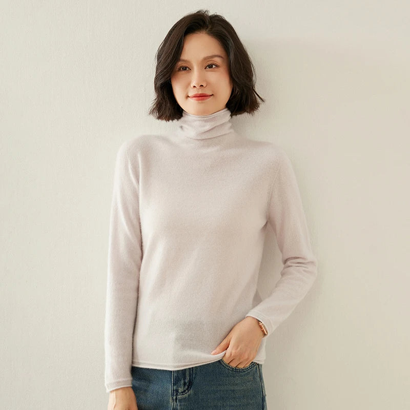 Pull femme 100 % cachemire pur, col roulé, manches longues, chaud et doux, collection automne-hiver 2025. Hauts et vêtements pour femmes