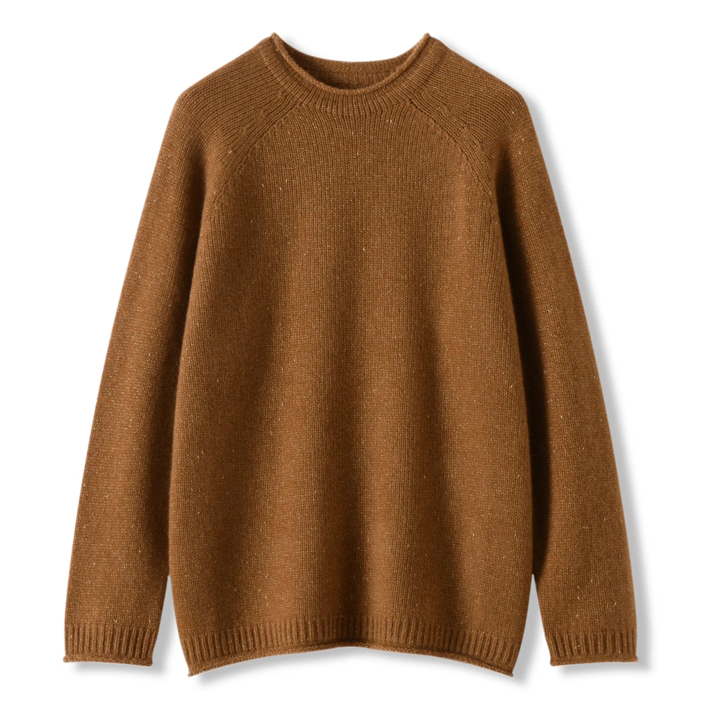 Pull en pur cachemire pour femme, mi-long, ample et décontracté, grand modèle à ourlet retroussé.