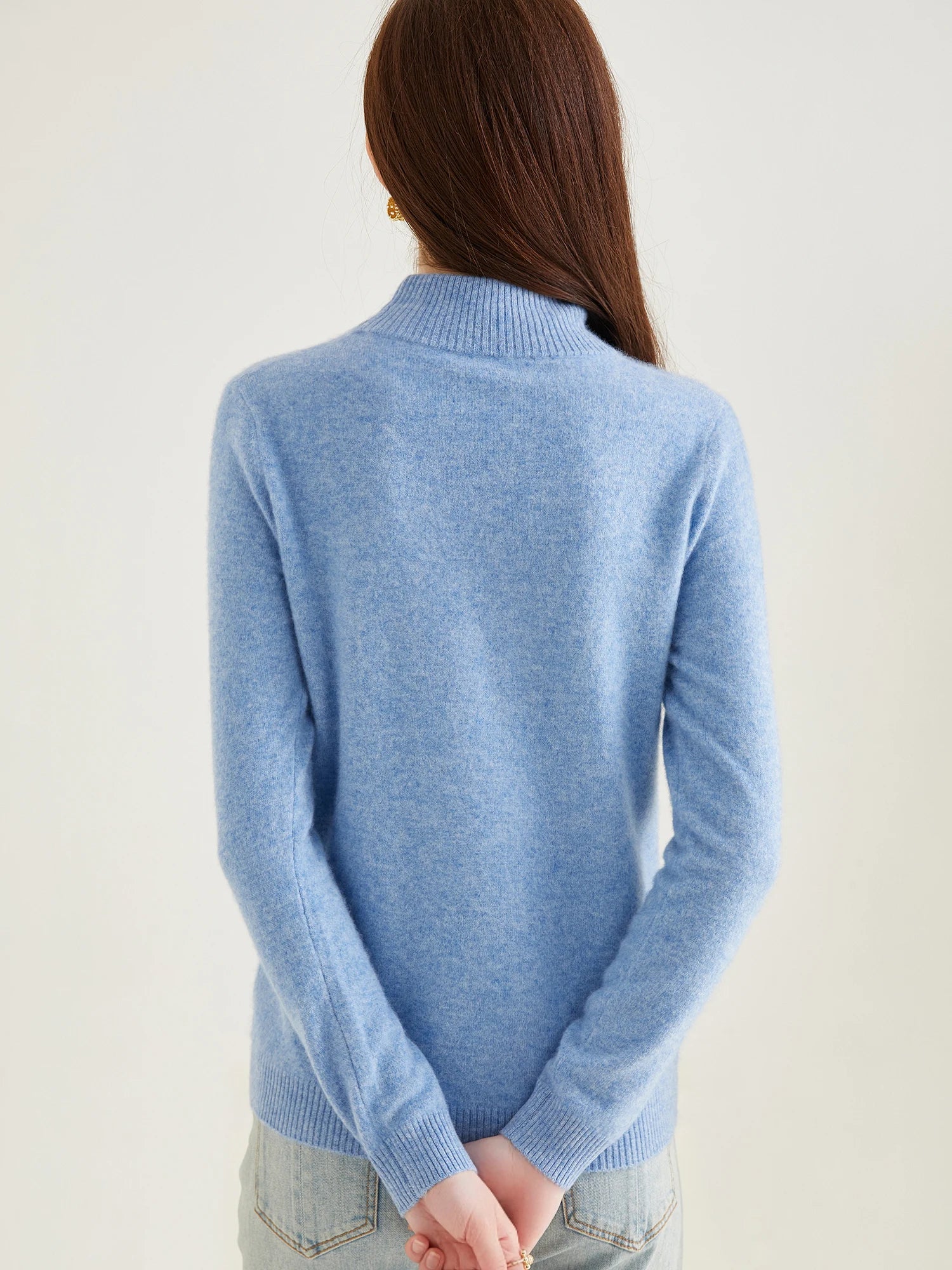 Pull col roulé 100 % cachemire pour femme, pull en maille cachemire et laine, haut tricoté, manches longues