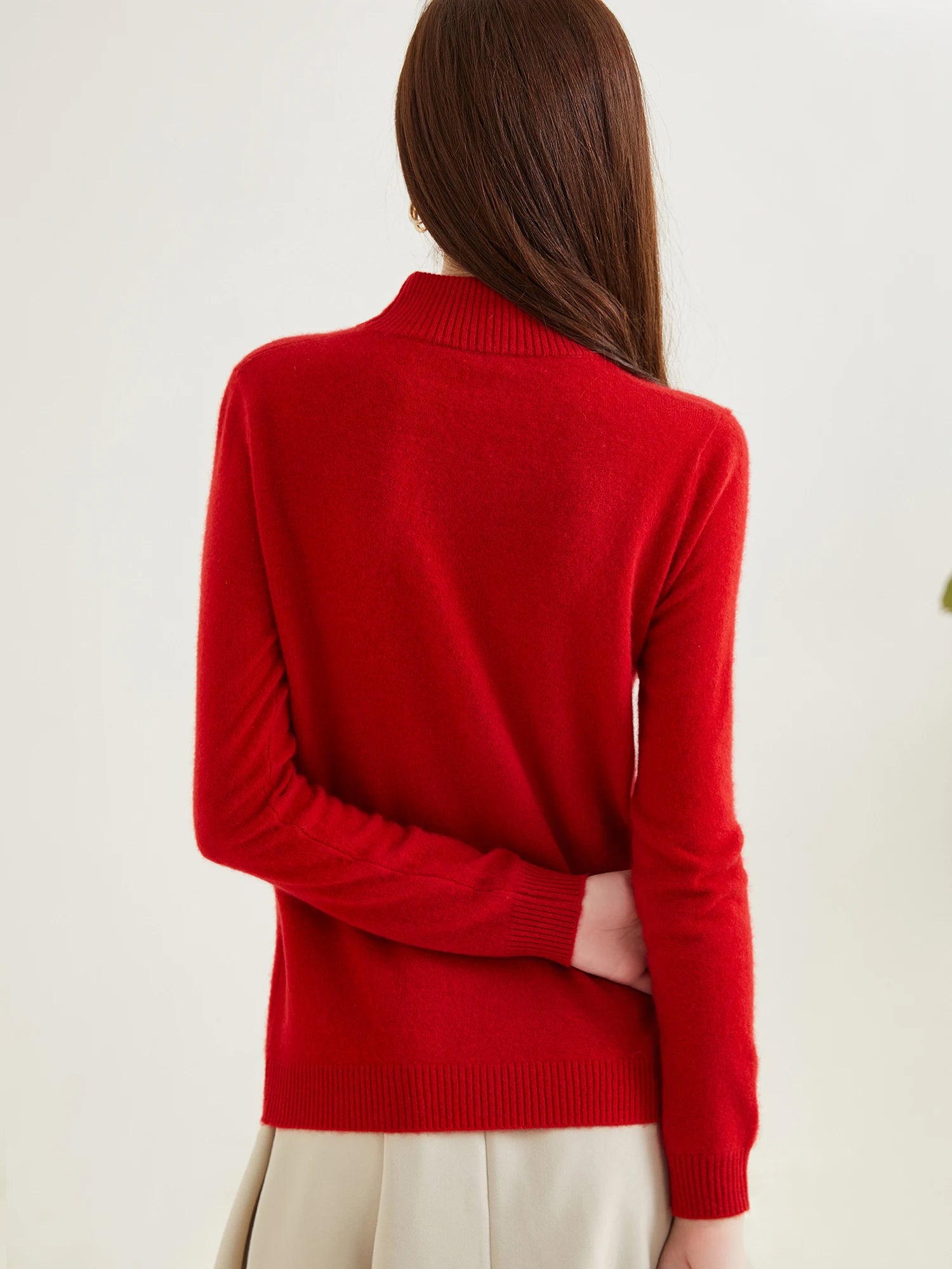 Pull col roulé 100 % cachemire pour femme, pull en maille cachemire et laine, haut tricoté, manches longues