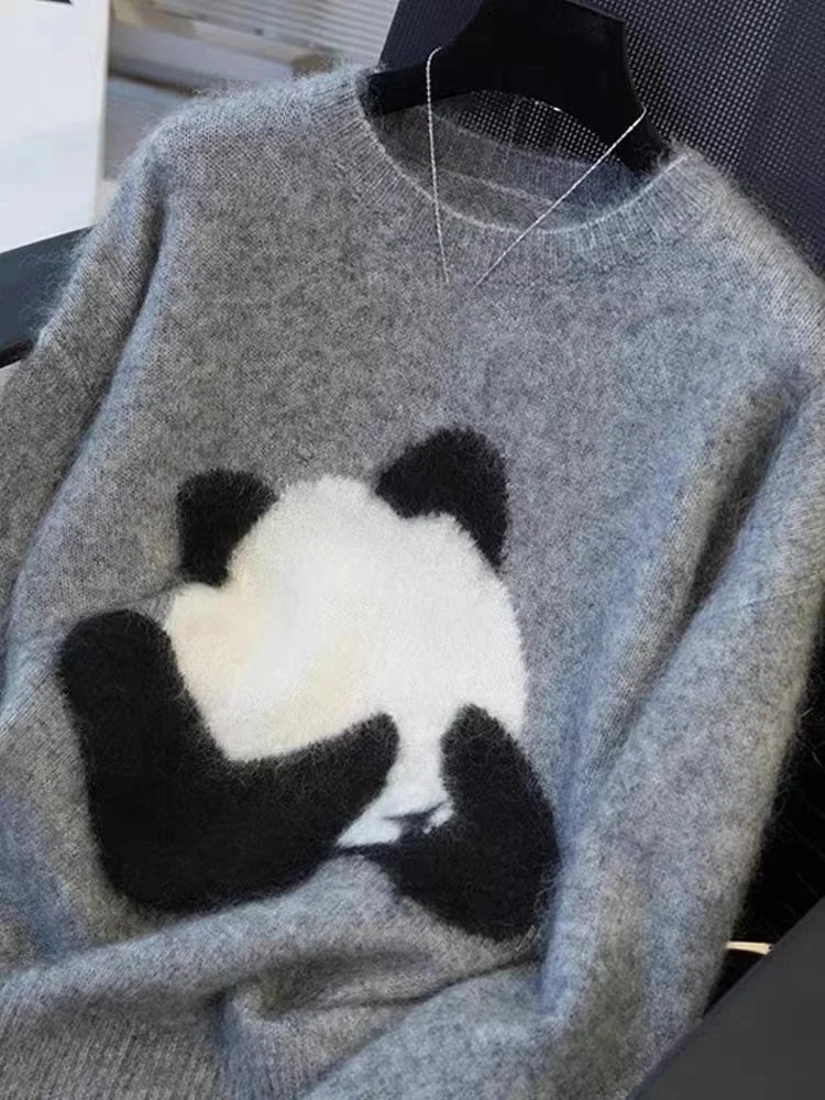 Pull en cachemire pur 100 % pour femme, col rond, coupe ample, gris ciré doux, idéal pour l'automne et l'hiver, chaud et confortable