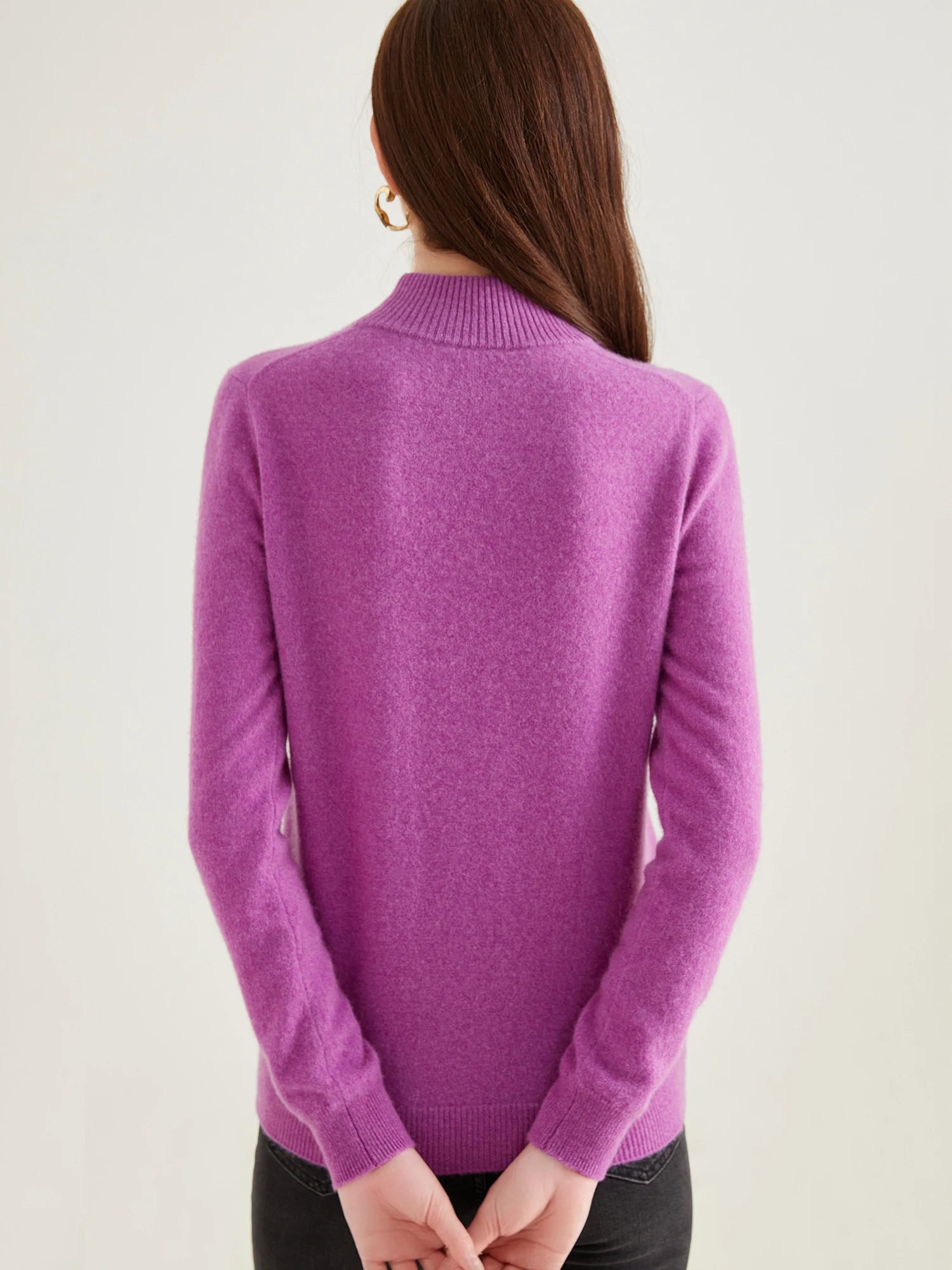 Pull col roulé 100 % cachemire pour femme, pull en maille cachemire et laine, haut tricoté, manches longues