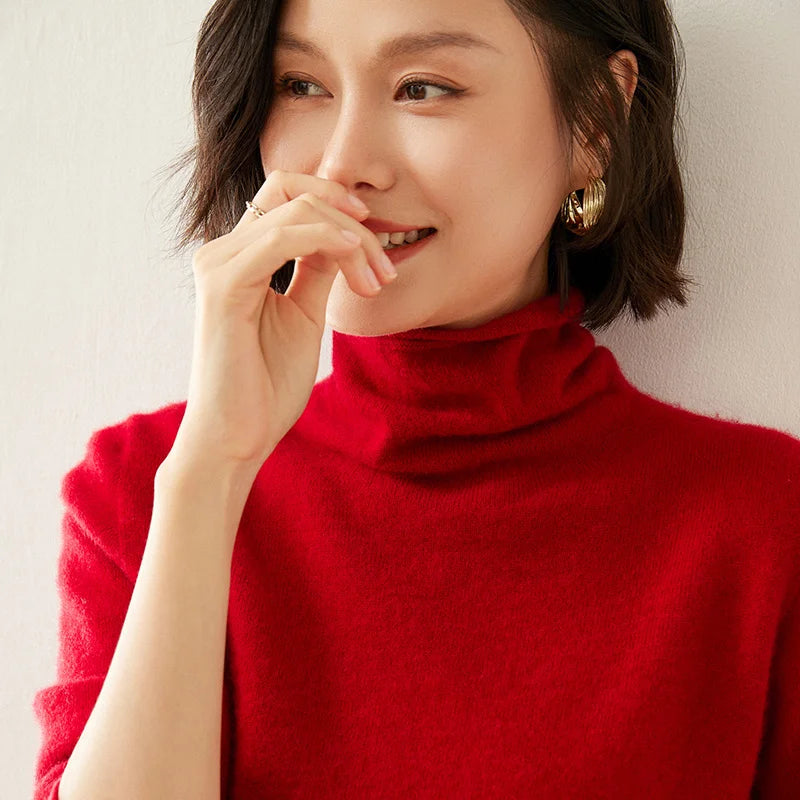 Pull femme 100 % cachemire pur, col roulé, manches longues, chaud et doux, collection automne-hiver 2025. Hauts et vêtements pour femmes