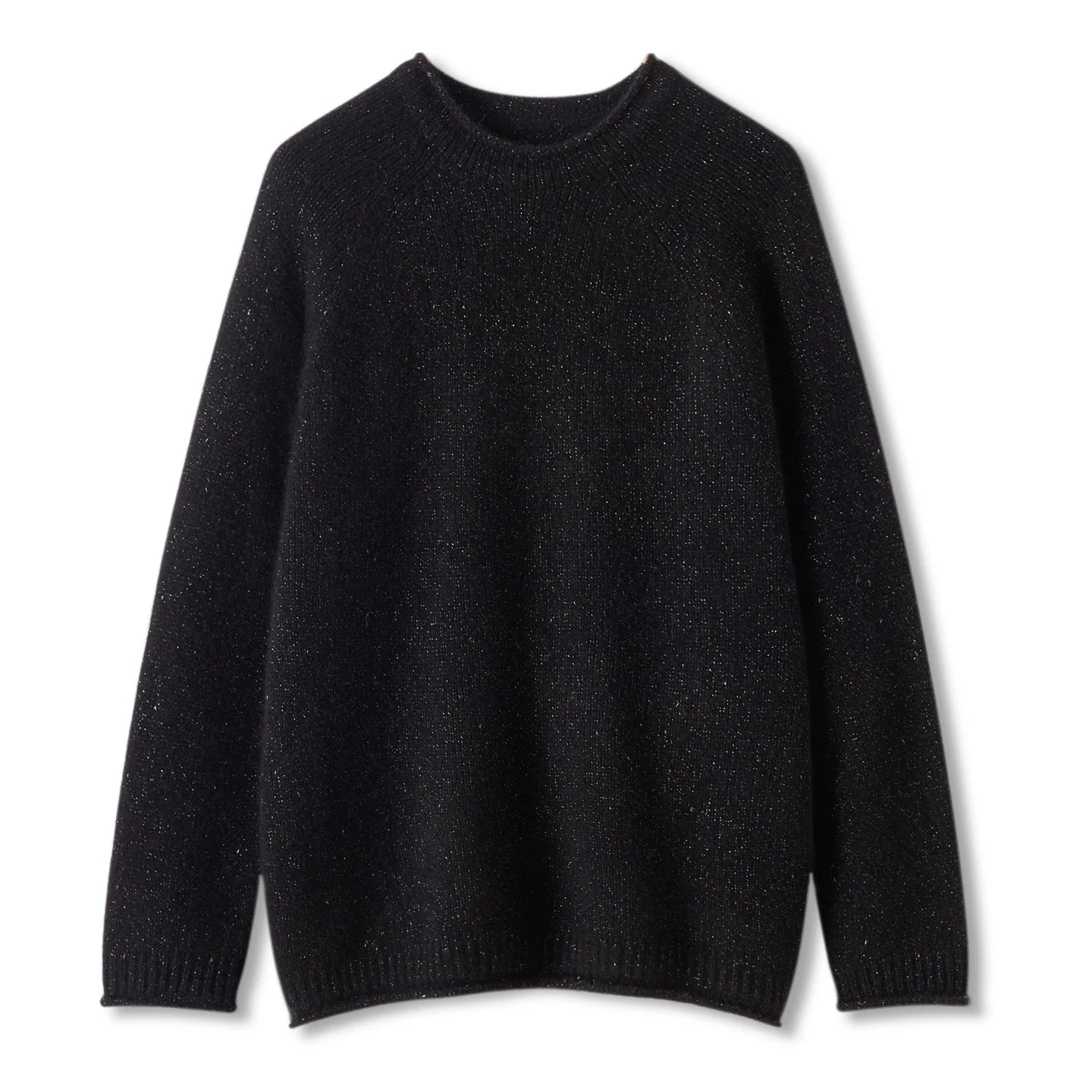 Pull en pur cachemire pour femme, mi-long, ample et décontracté, grand modèle à ourlet retroussé.