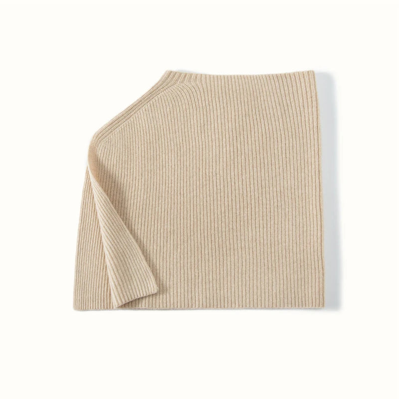 Poncho court 100 % cachemire, col rond, châle, écharpe, cape, accessoire tricoté à côtes épaisses, doux, écharpe, cache-cou