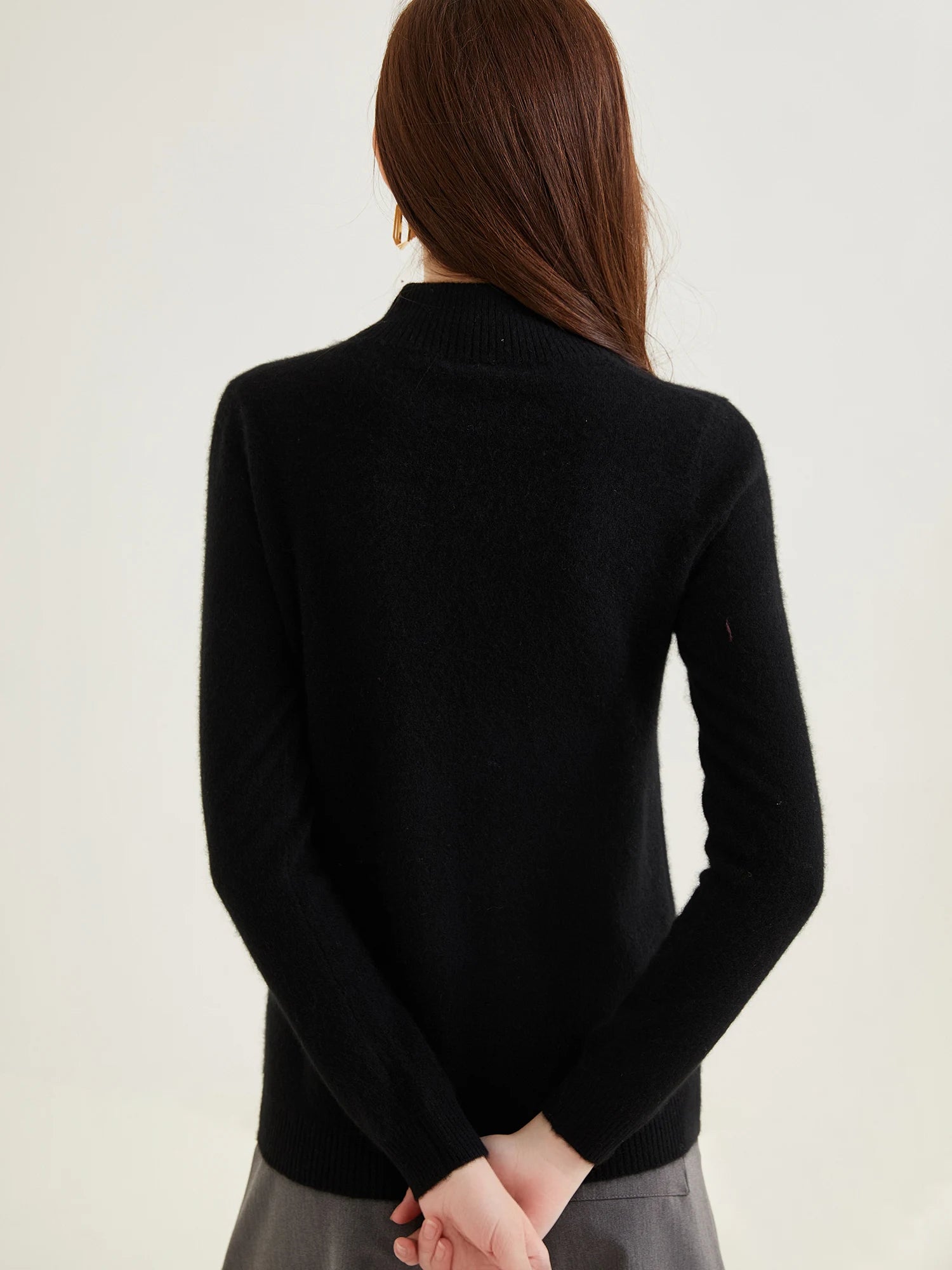 Pull col roulé 100 % cachemire pour femme, pull en maille cachemire et laine, haut tricoté, manches longues