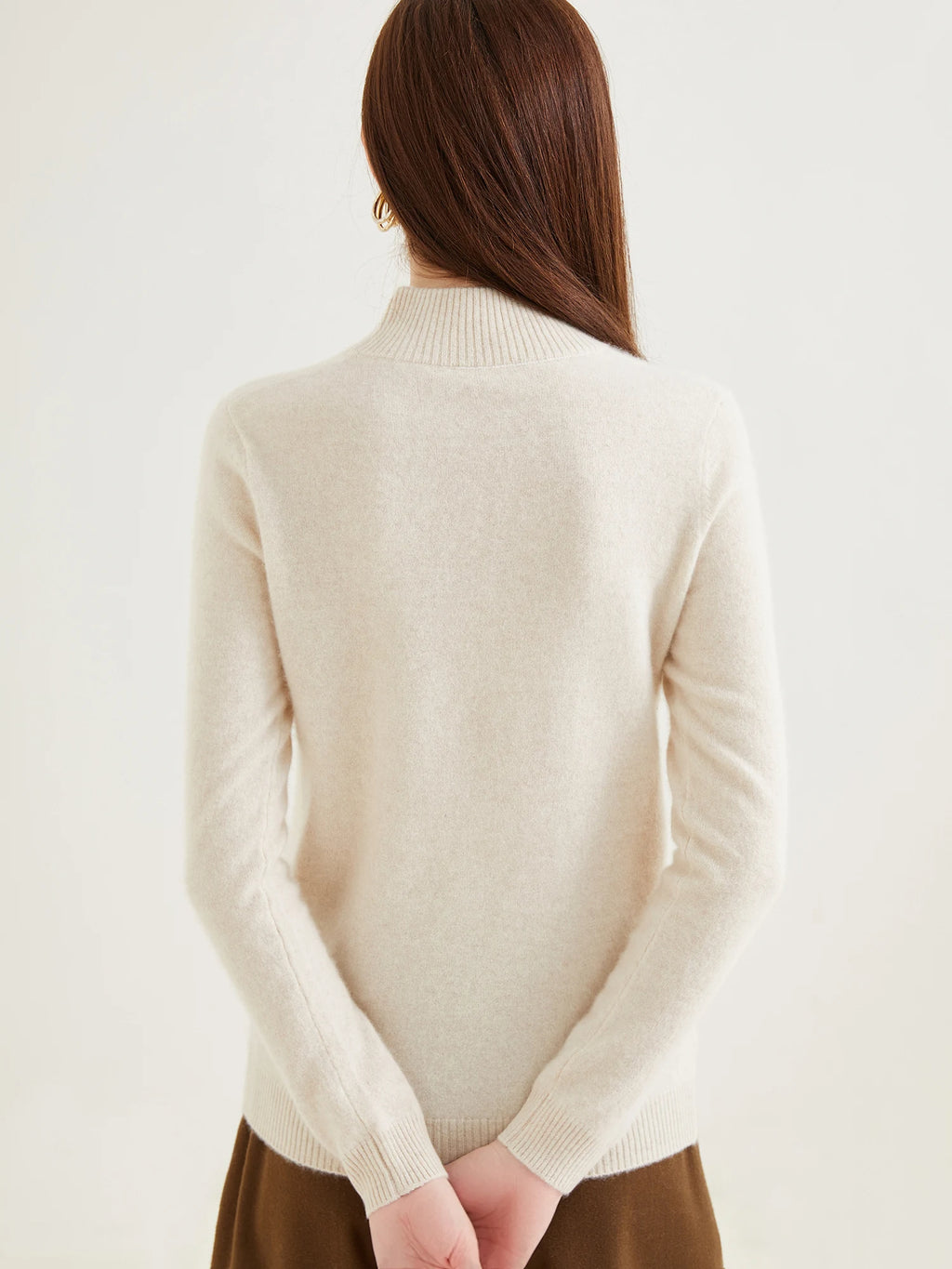 Pull col roulé 100 % cachemire pour femme, pull en maille cachemire et laine, haut tricoté, manches longues