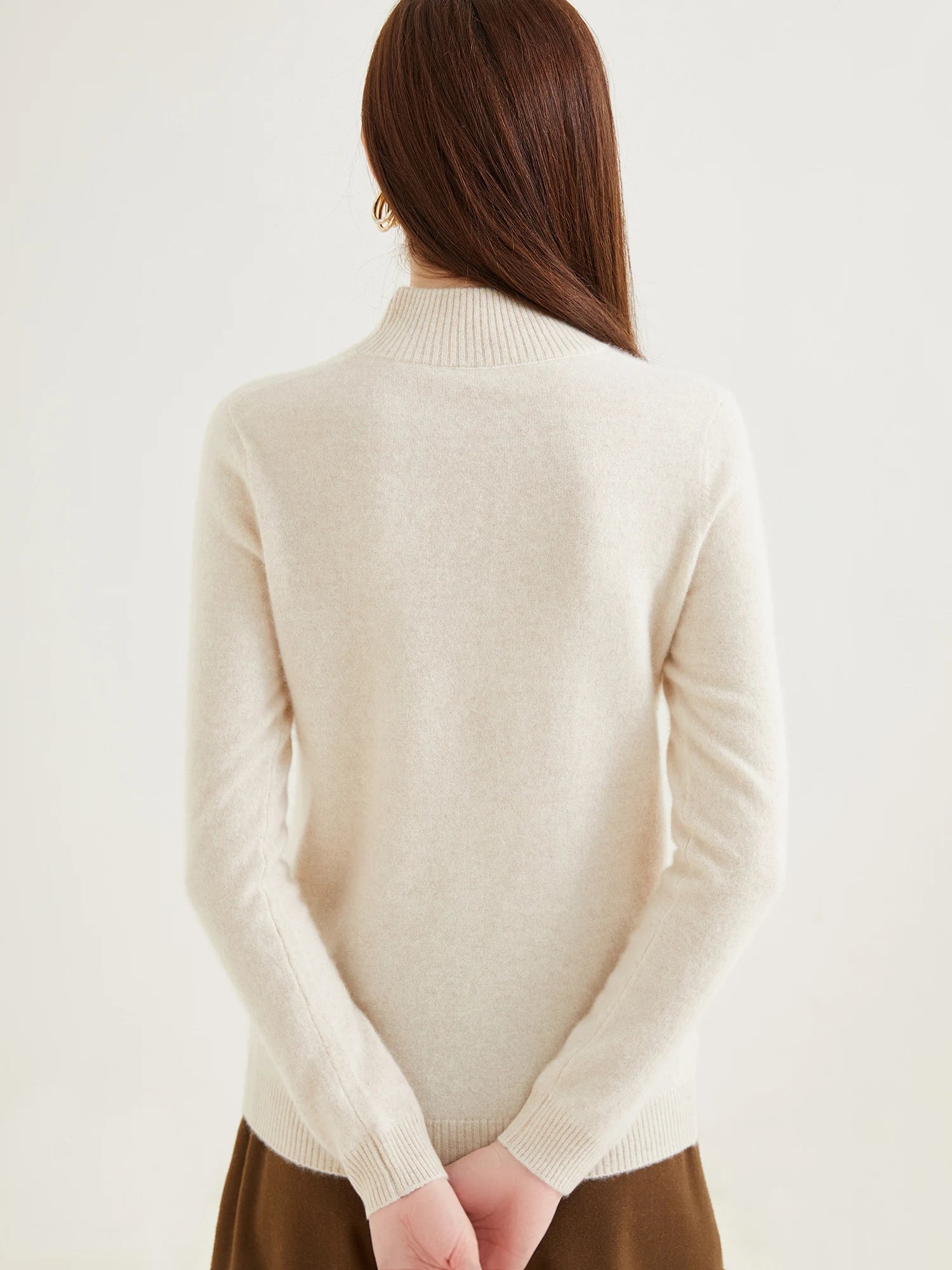 Pull col roulé 100 % cachemire pour femme, pull en maille cachemire et laine, haut tricoté, manches longues
