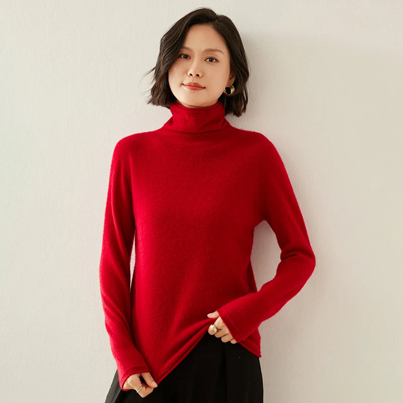 Pull femme 100 % cachemire pur, col roulé, manches longues, chaud et doux, collection automne-hiver 2025. Hauts et vêtements pour femmes