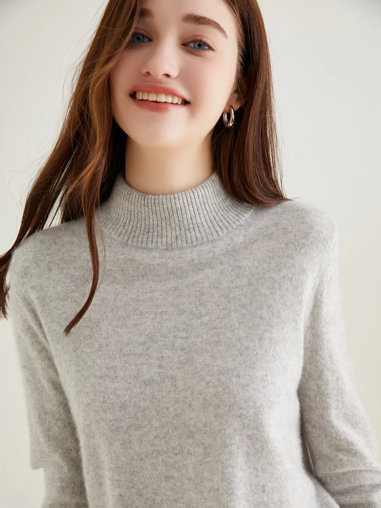 Pull col roulé 100 % cachemire pour femme, pull en maille cachemire et laine, haut tricoté, manches longues
