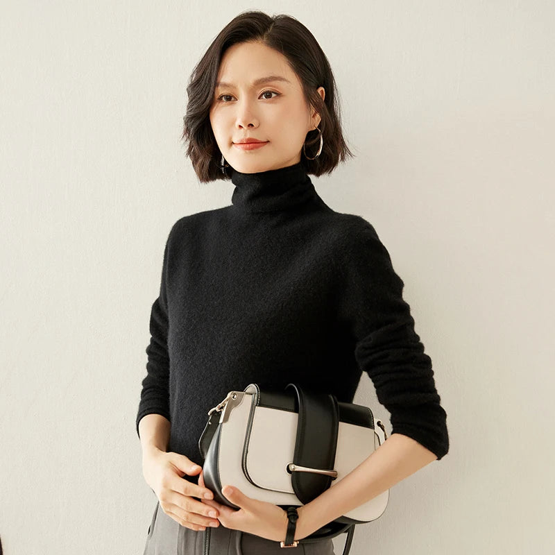 Pull femme 100 % cachemire pur, col roulé, manches longues, chaud et doux, collection automne-hiver 2025. Hauts et vêtements pour femmes
