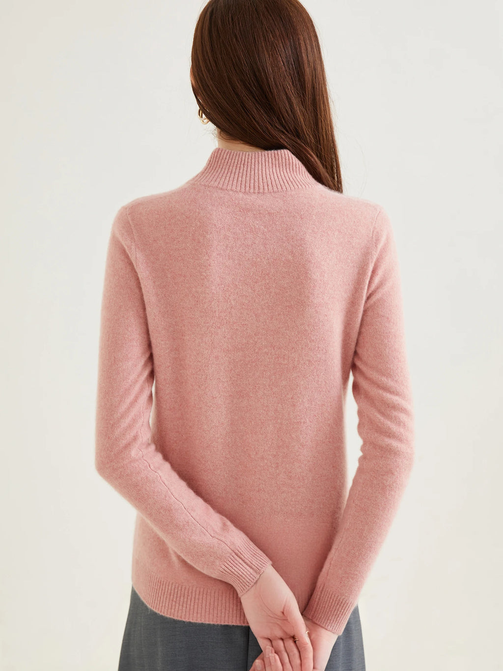 Pull col roulé 100 % cachemire pour femme, pull en maille cachemire et laine, haut tricoté, manches longues