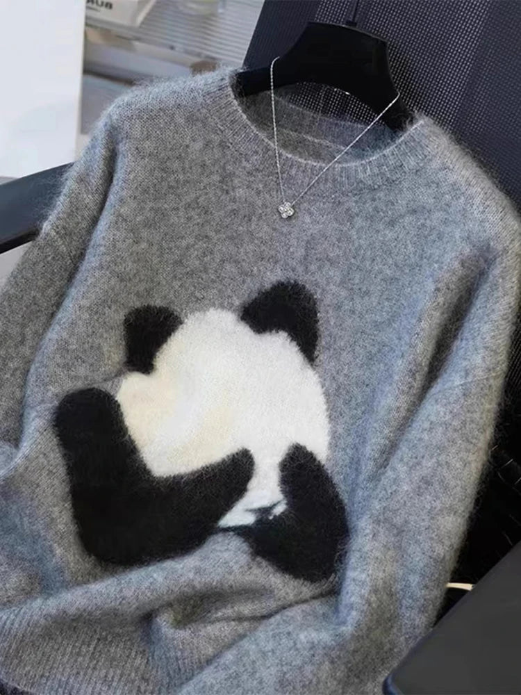 Pull en cachemire pur 100 % pour femme, col rond, coupe ample, gris ciré doux, idéal pour l'automne et l'hiver, chaud et confortable