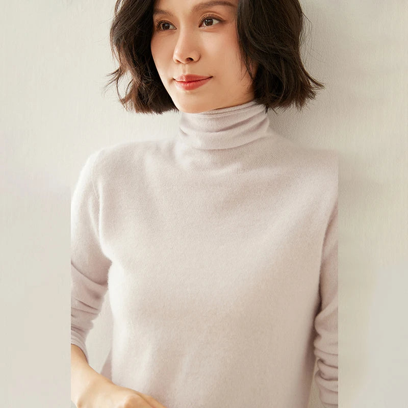 Pull femme 100 % cachemire pur, col roulé, manches longues, chaud et doux, collection automne-hiver 2025. Hauts et vêtements pour femmes