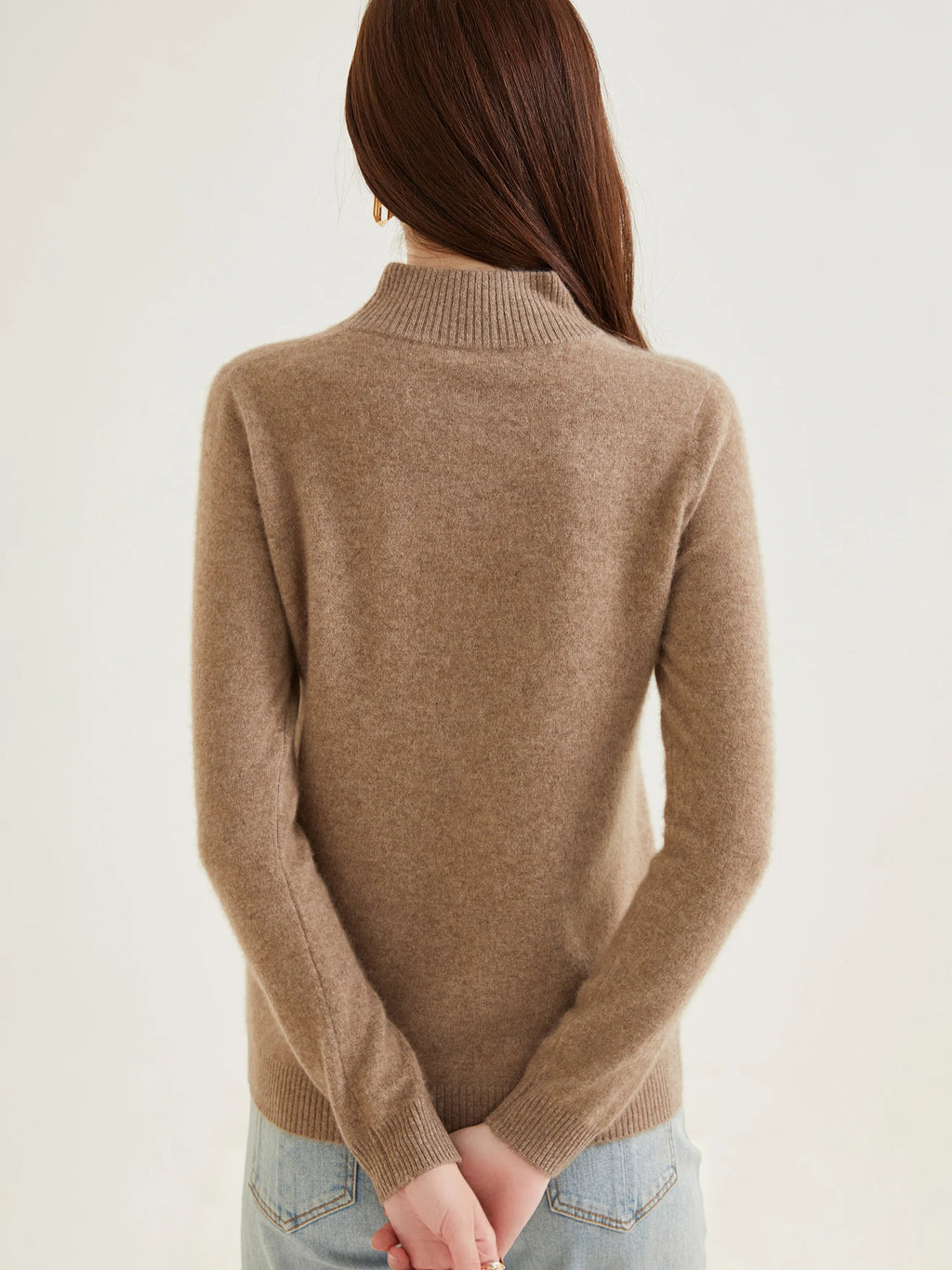 Pull col roulé 100 % cachemire pour femme, pull en maille cachemire et laine, haut tricoté, manches longues