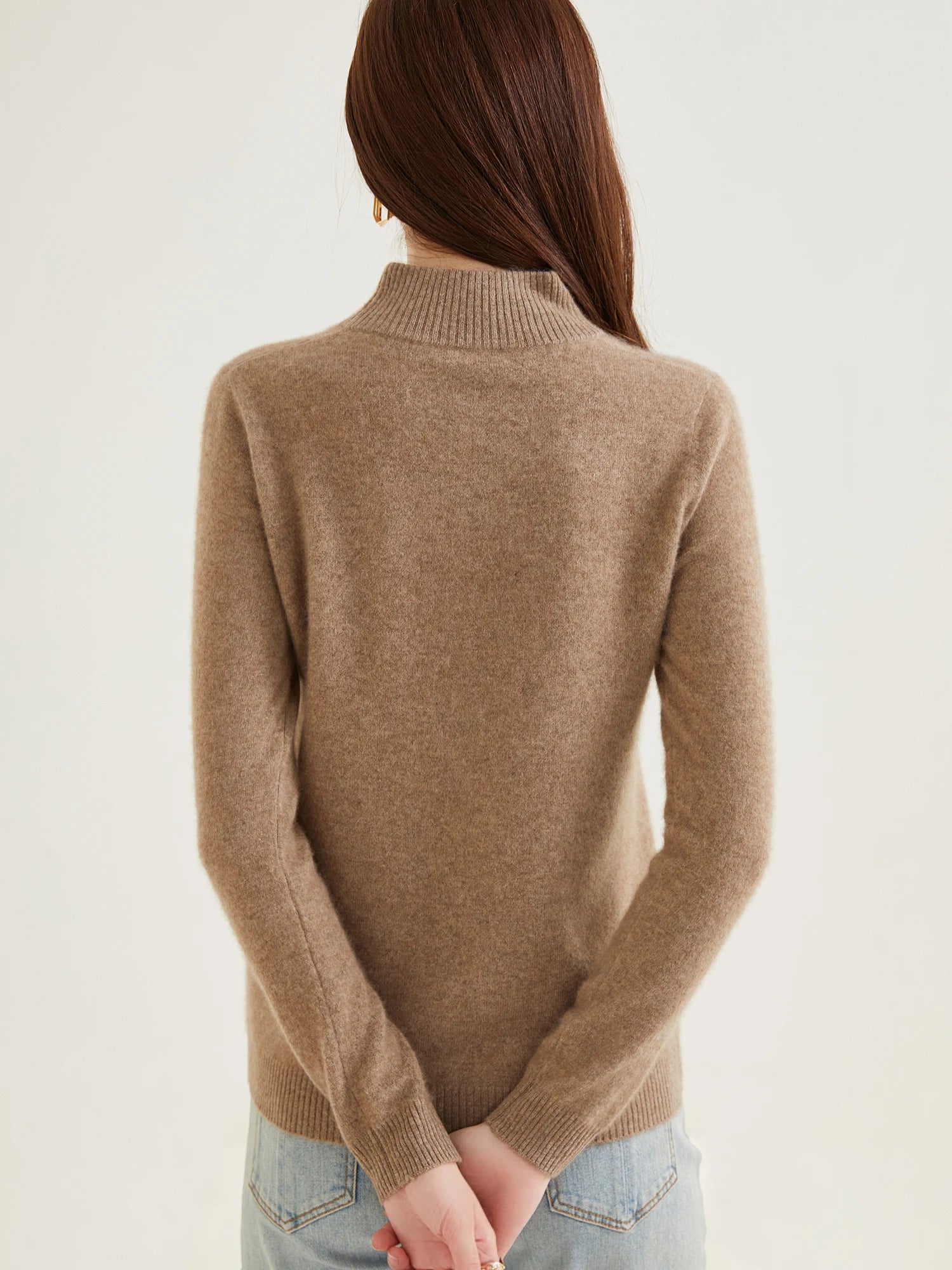 Pull col roulé 100 % cachemire pour femme, pull en maille cachemire et laine, haut tricoté, manches longues