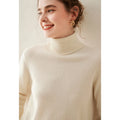 Pull en cachemire pour femme, col roulé, manches longues, 100 % pur cachemire, style coréen.