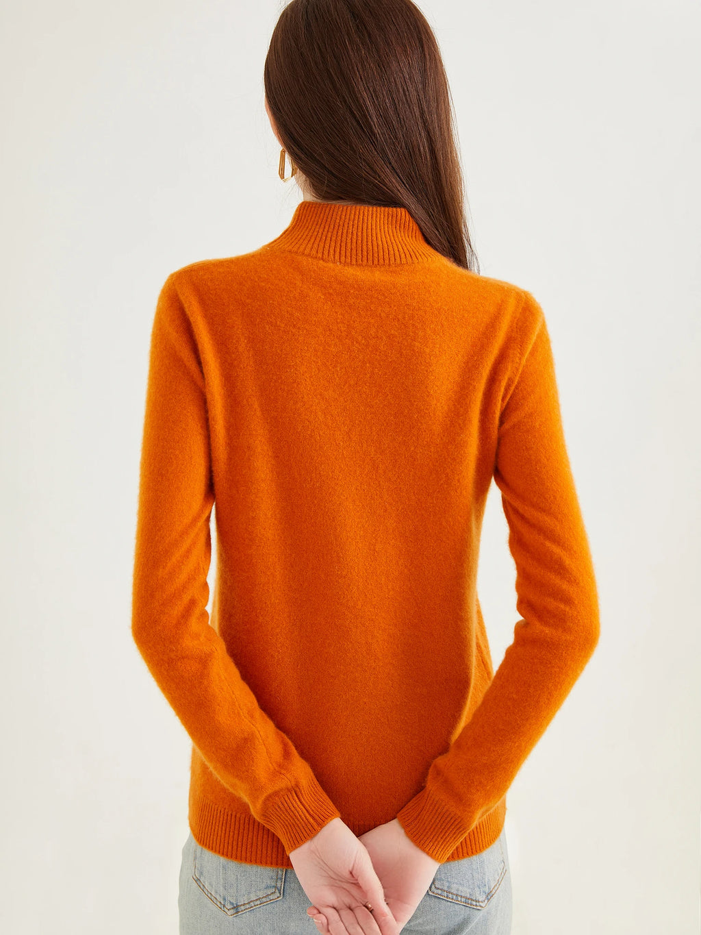Pull col roulé 100 % cachemire pour femme, pull en maille cachemire et laine, haut tricoté, manches longues