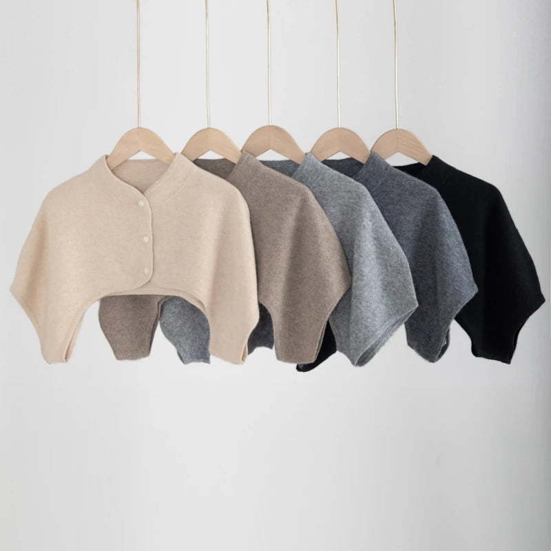 Châle automne-hiver 100 % cachemire pour femme, gilet chaud, écharpe pull ultra courte, cache-épaules en laine tricotée à col roulé mi-long