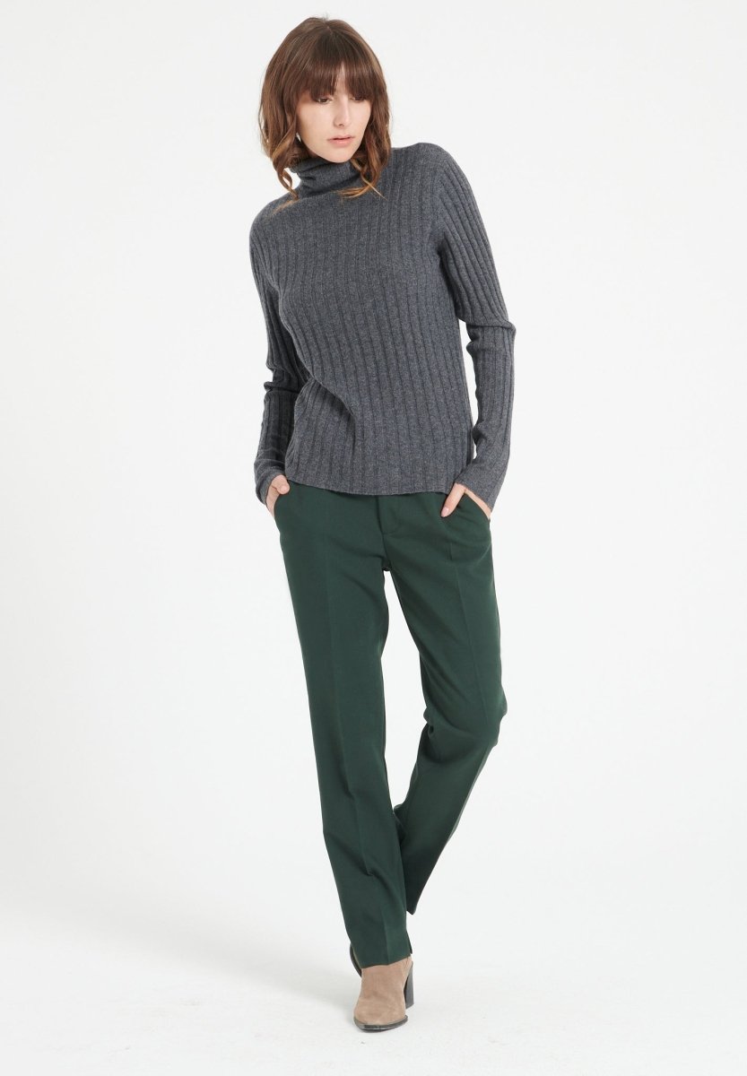 Women's Anthracite Grey Cashmere Turtleneck Sweater - LILLY 15