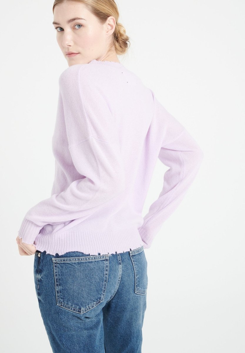 Women's round neck cashmere sweater in lilac - MIA 17