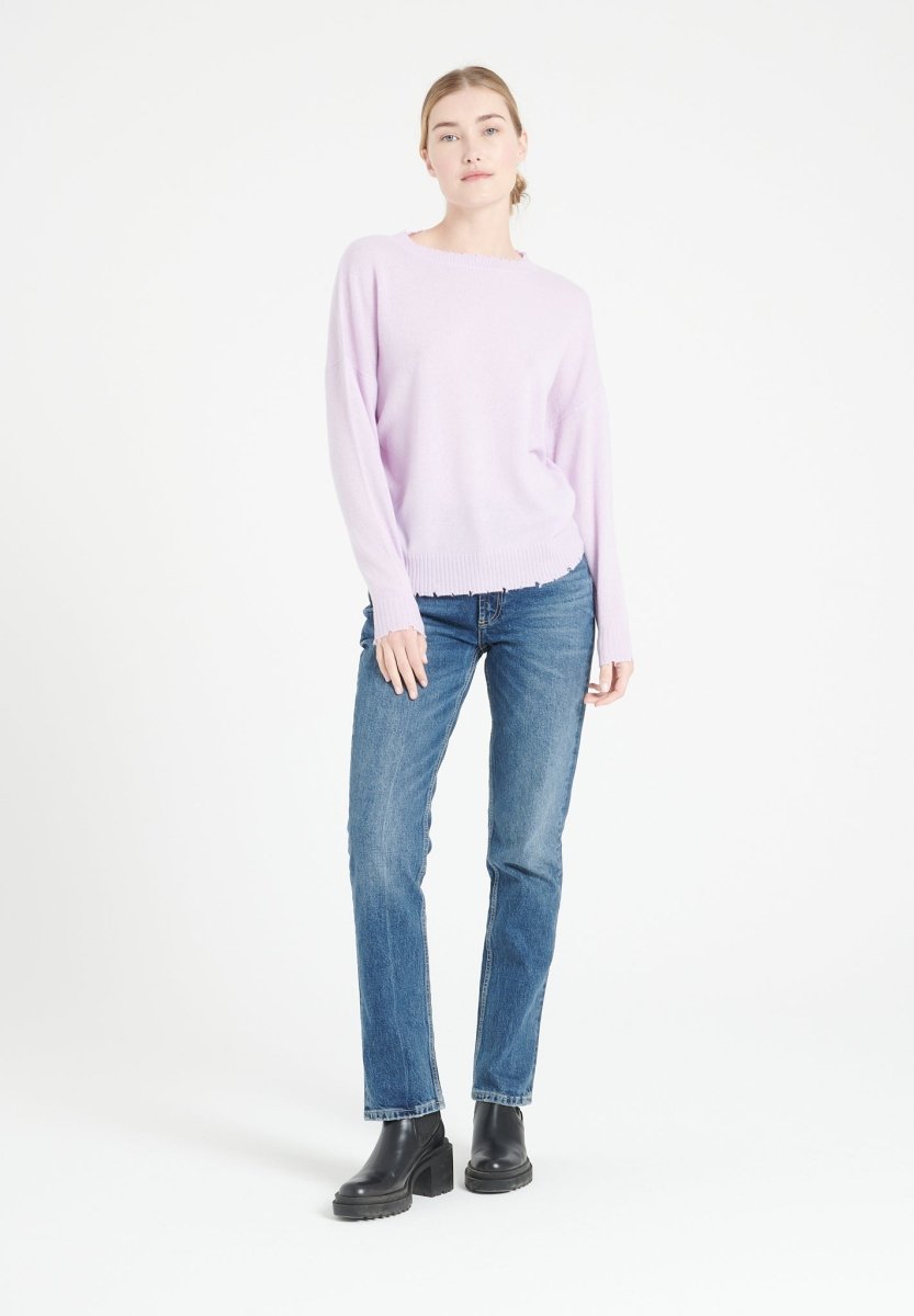 Women's round neck cashmere sweater in lilac - MIA 17