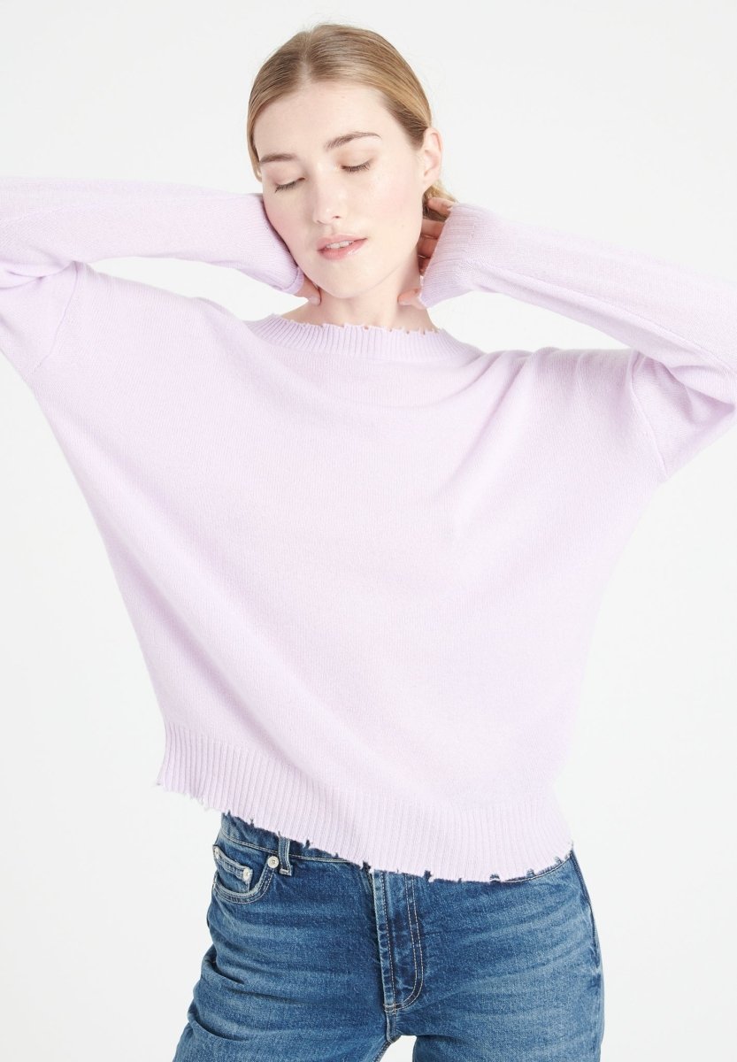 Pull col rond femme en cachemire lilas - MIA 17