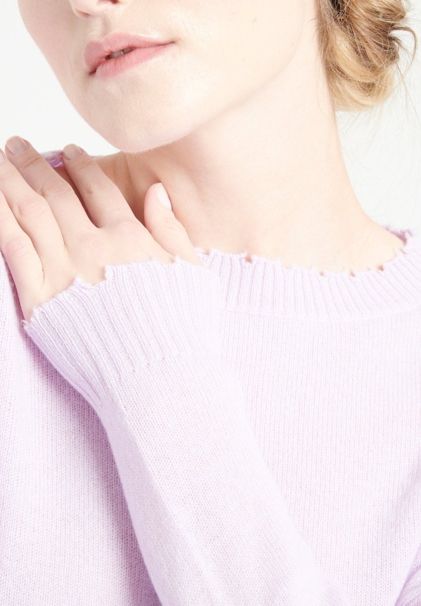Women's round neck cashmere sweater in lilac - MIA 17