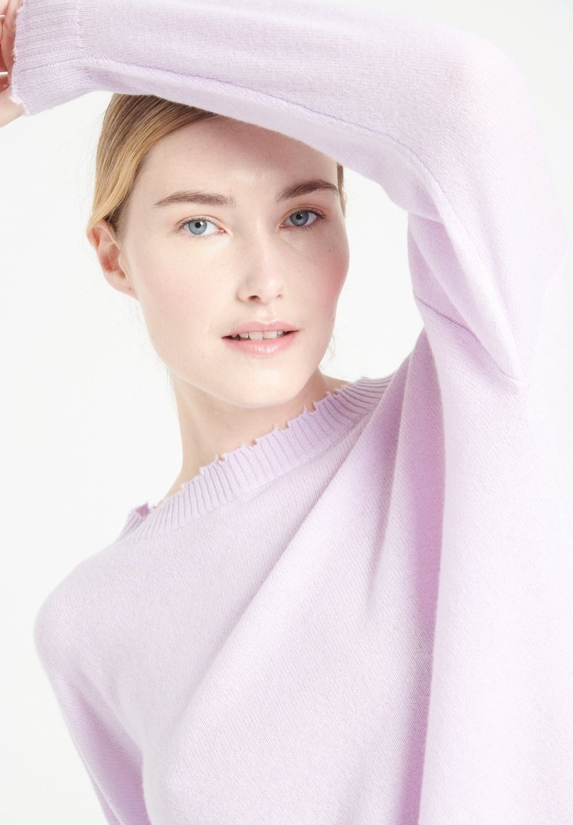 Women's round neck cashmere sweater in lilac - MIA 17