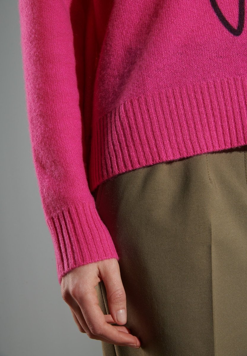 Women's round neck cashmere sweater in Indian rose print - NAMI 19