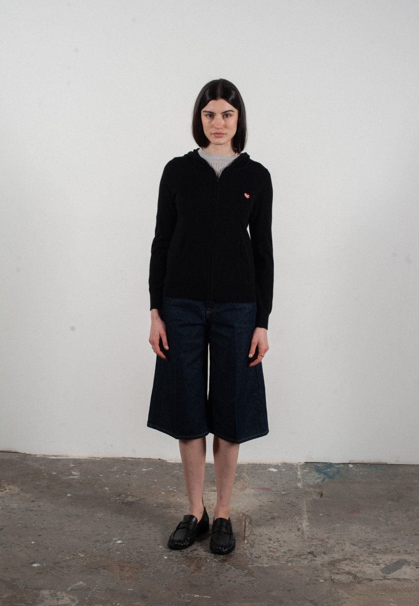 Women's ultrafine cashmere and wool hoodie in black - FRIDA 11