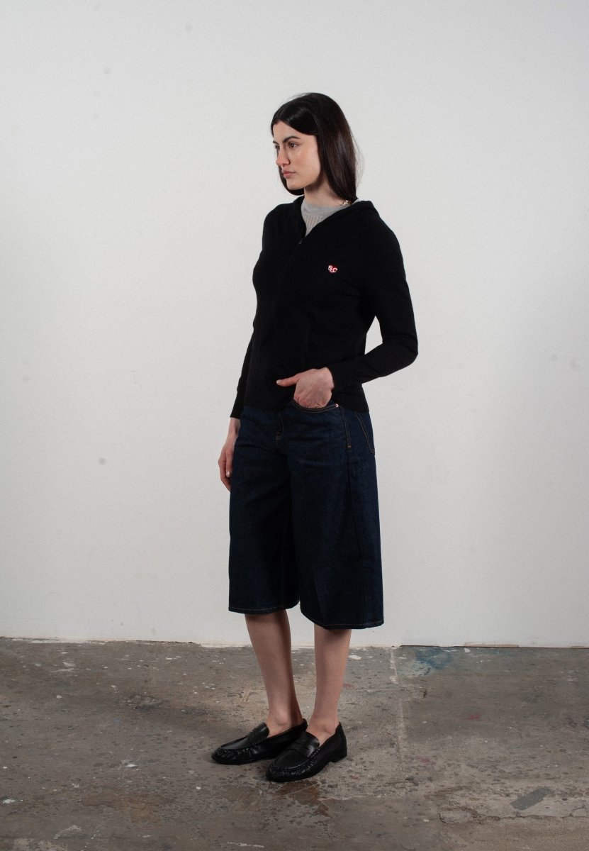 Women's ultrafine cashmere and wool hoodie in black - FRIDA 11
